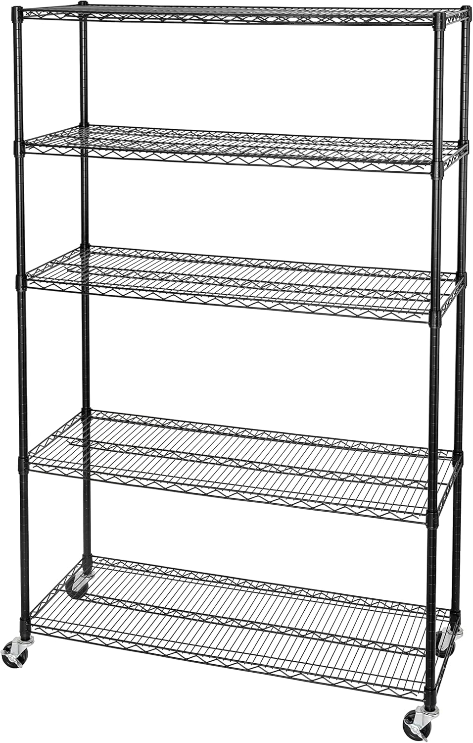Seville Classics UltraDurable Heavy Duty NSF Solid Steel Wire Rack Storage Unit Organizer for Garage, Warehouse, Office, Restaurant, Classroom, Kitchen, 5-Tier Shelving, 48" W x 24" D