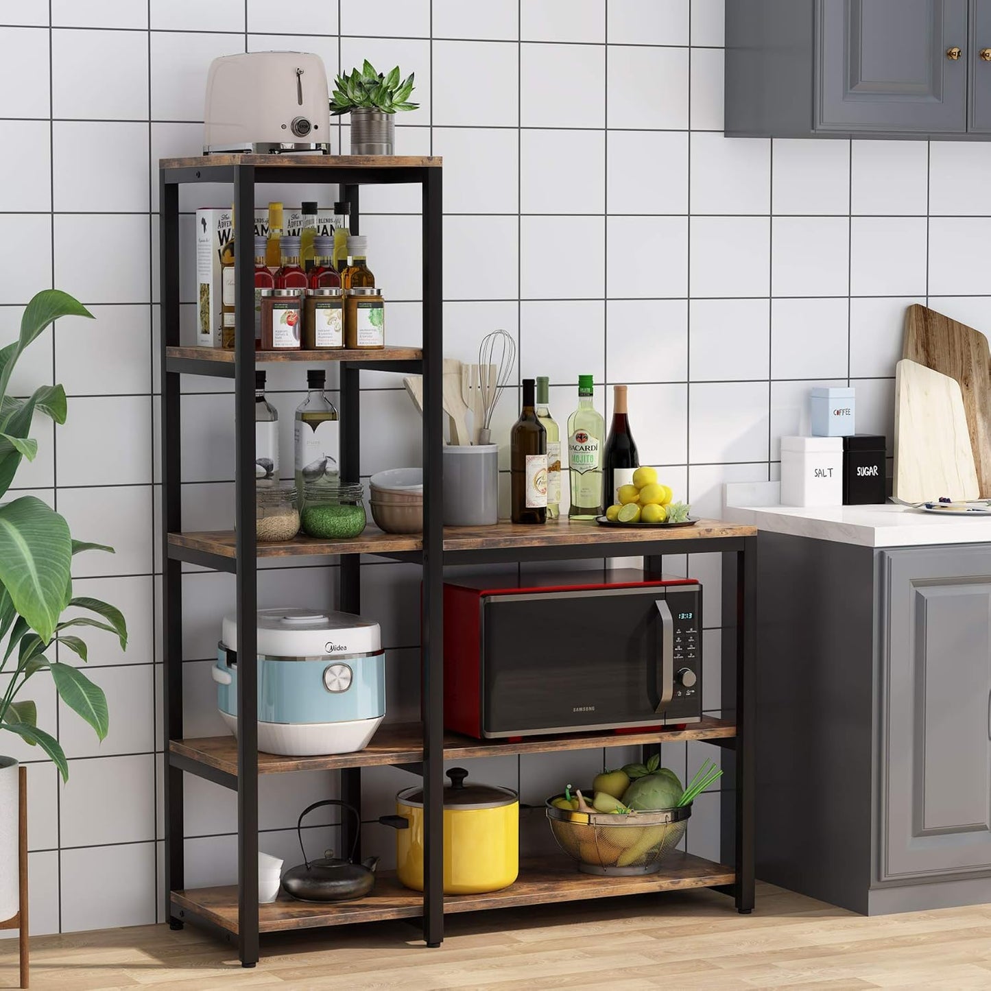 Tribesigns 5-Tier Kitchen Bakers Rack with Utility Storage Shelf, Freestanding Microwave Oven Stand Kitchen Spice Rack Shelf Organizer