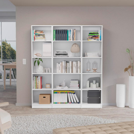 Stylish 3-Piece Bookcase Set for Modern Living Spaces, 15 Generous Shelves for Storage and Display