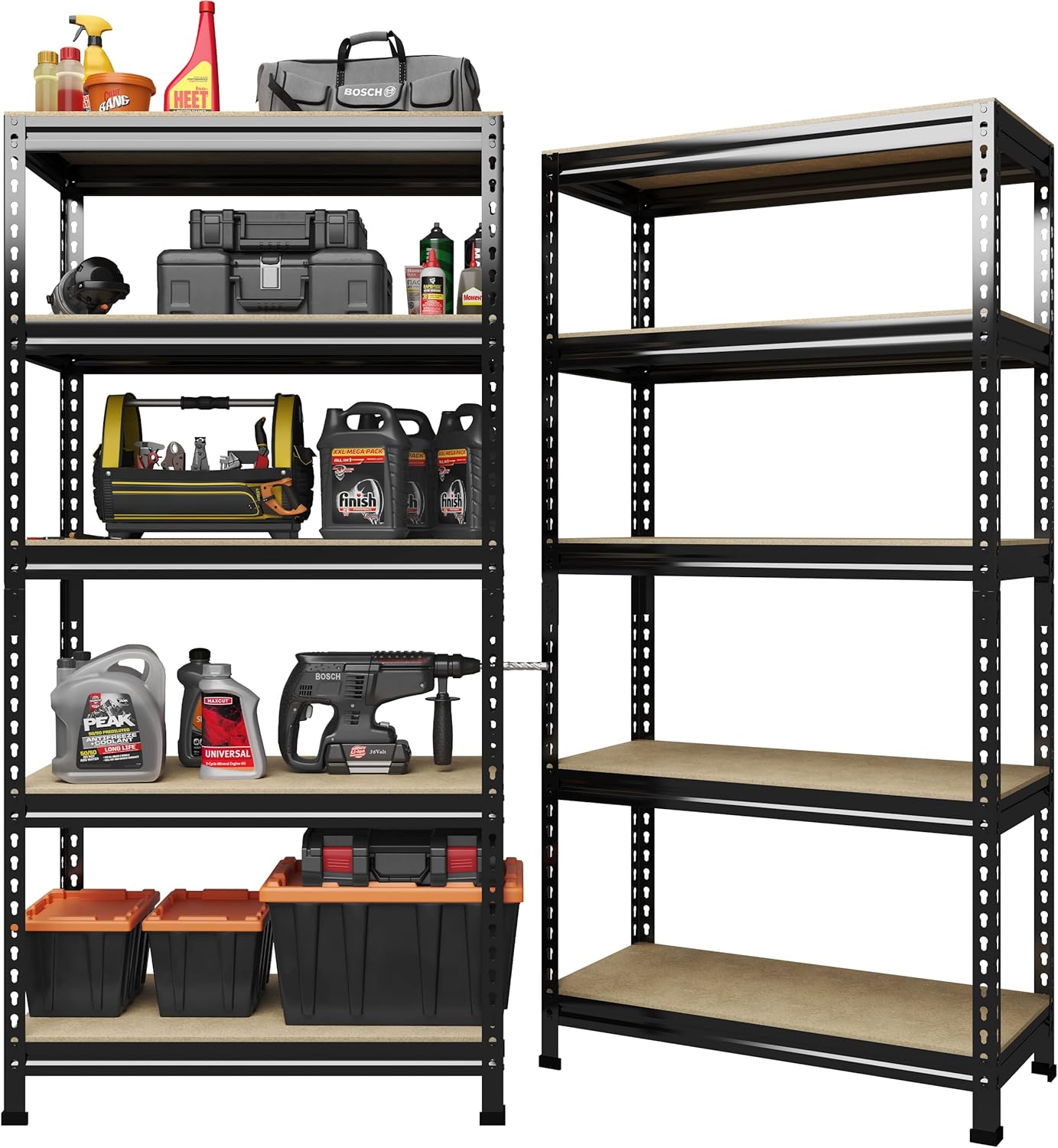 PrimeZone 48" x 24" x 72" Heavy Duty Storage Shelves, 5 Tier Adjustable Garage Storage Shelving, Metal Storage Utility Rack Shelf Unit for Warehouse Pantry Closet Kitchen, Black, 10 Pack