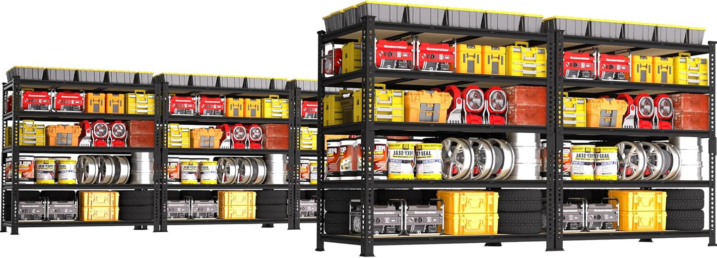 PrimeZone Heavy Duty Garage Storage Shelves - 48" W X 24" D X 72" H Adjustable Metal Shelving Unit, 5 Tier Industrial Shelves for Storage Standing Utility Rack for Warehouse, Basement, Black, 10 Pack