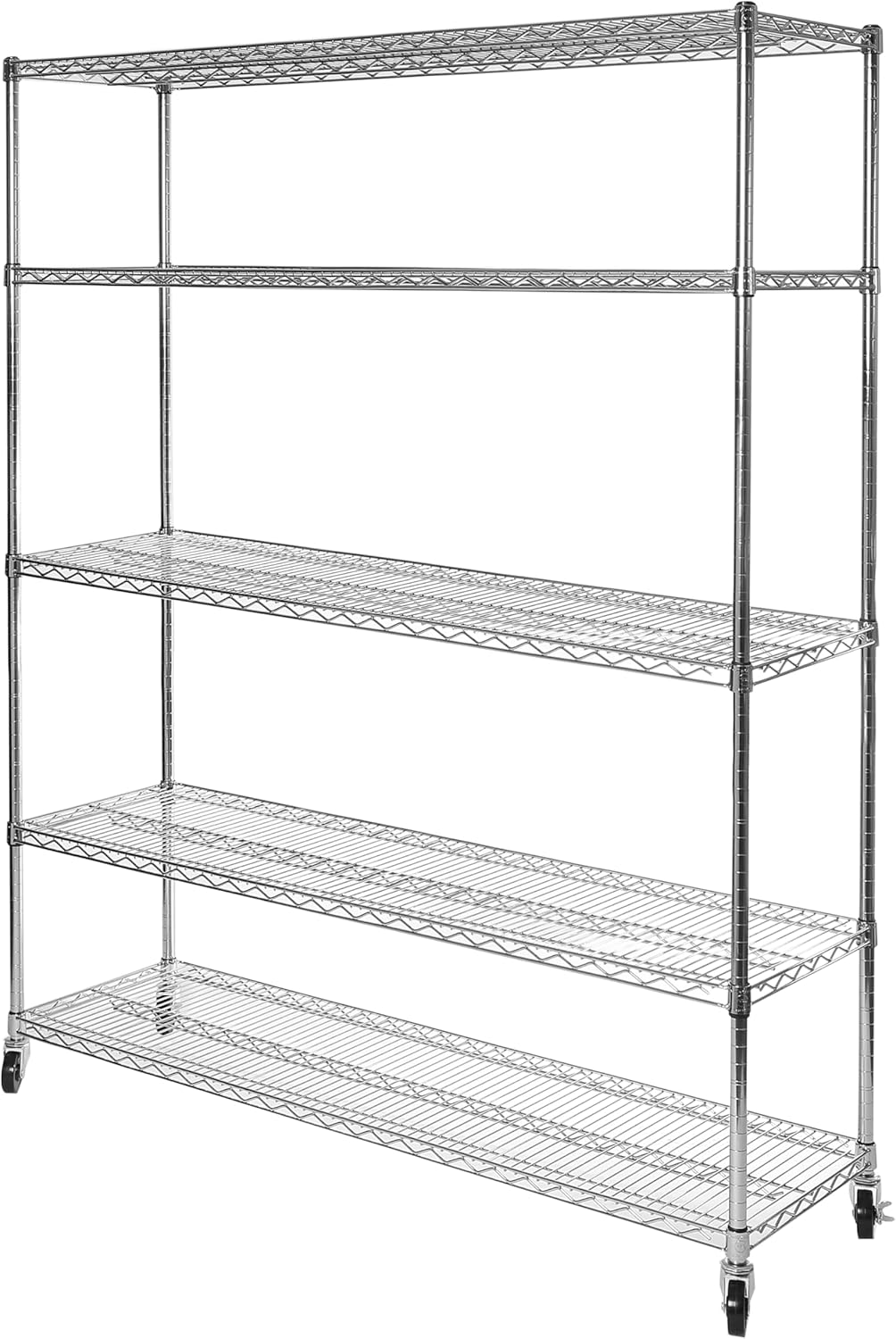 Seville Classics UltraDurable Heavy Duty NSF Solid Steel Wire Rack Storage Unit Organizer for Garage, Warehouse, Office, Restaurant, Classroom, Kitchen, 5-Tier Shelving, 48" W x 24" D