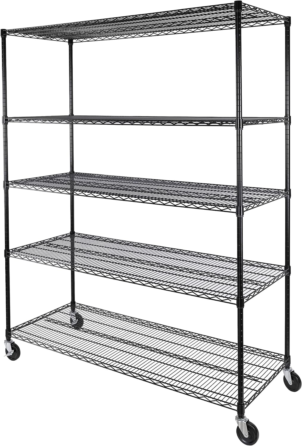 Seville Classics UltraDurable Heavy Duty NSF Solid Steel Wire Rack Storage Unit Organizer for Garage, Warehouse, Office, Restaurant, Classroom, Kitchen, 5-Tier Shelving, 48" W x 24" D