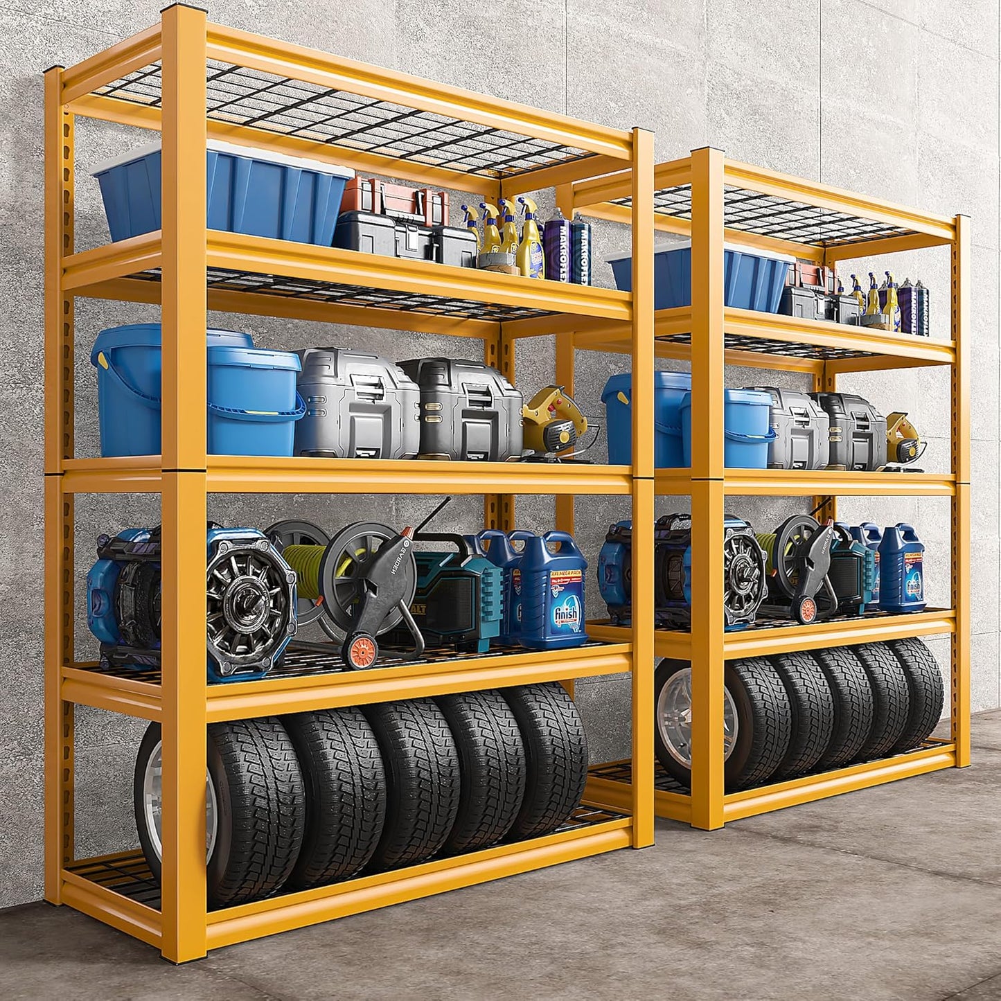REIBII 48.2" W Garage Shelving Heavy Duty Metal Shelving 3000LBS Storage Shelves Adjustable Metal Shelf Industrial Pantry Shelves for Basement Garage Warehouse 72.2" H x 24.2" D x 48.2" W
